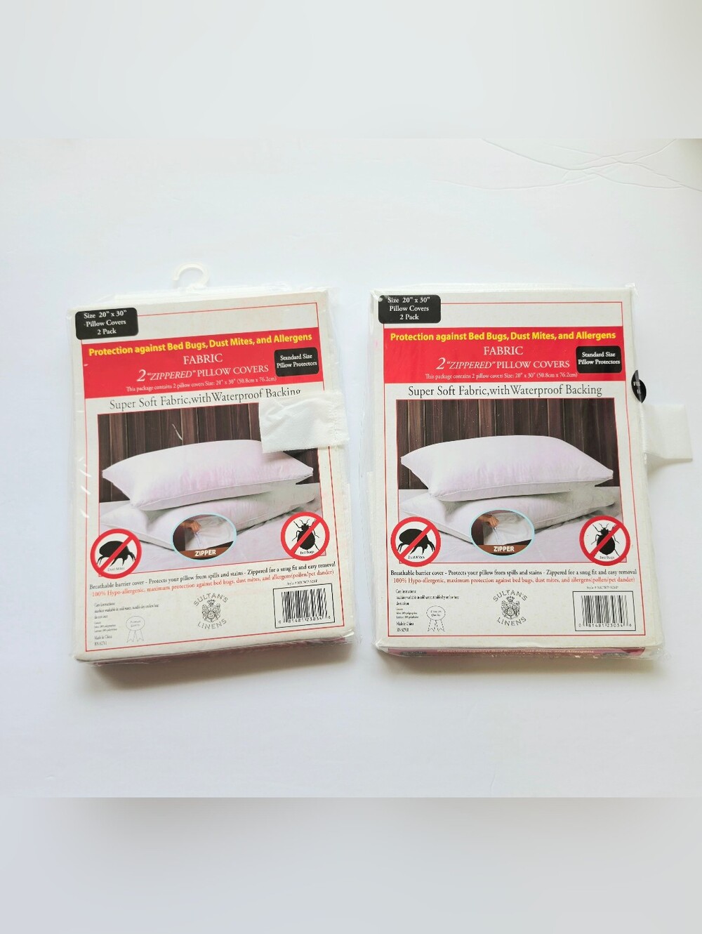 Set Of 4 Hypoallergenic Zippered Pillow Protectors